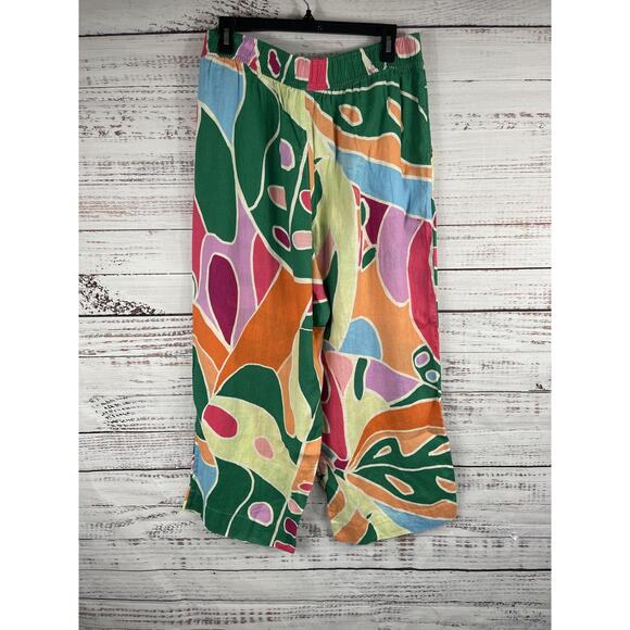 Christian Siriano Pants Women's XL Multicolor Linen Beach Abstract Cover Up Boho - Picture 7 of 8